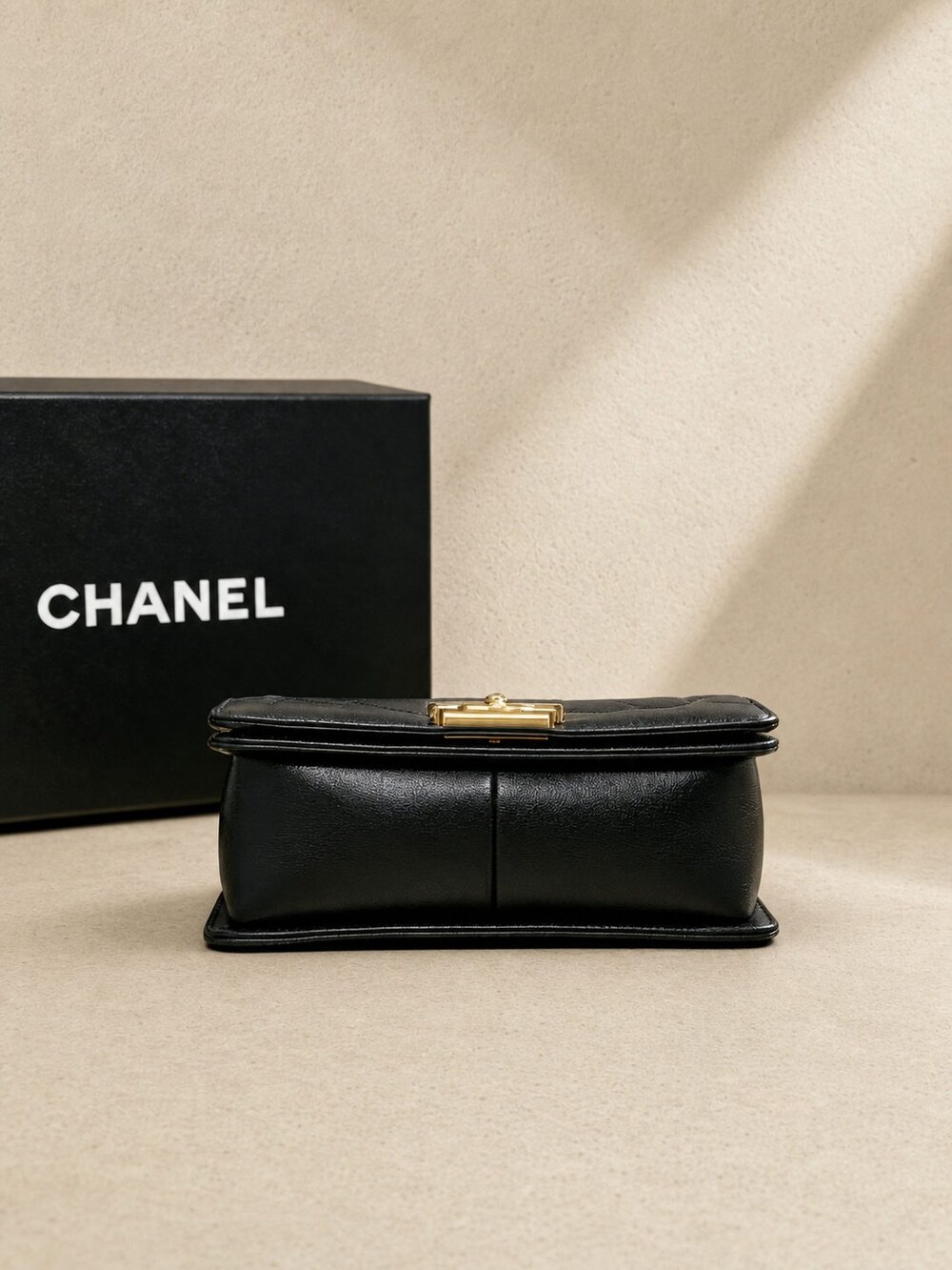 Chanel Gold Chain Black Quilted Lambskin Boy Medium Shoulder Bag - Picture 3 of 4